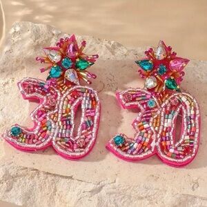 ✨Anthropologie Bellini Pink Beaded Birthday Earrings